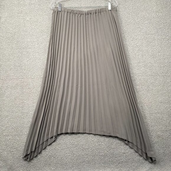 Justfab Skirt Womens Size XL Long Pleated Panel Grey Pull Op Elastic Waist Maxi - Picture 4 of 6